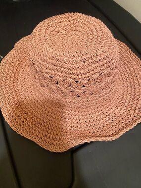 David and Young Rose-Tan Crochet Straw Sun Hat